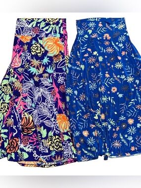 Lularoe Maxi Skirt Lot Of 2 Floral Print Size Medium Modest Boho Cottage Core